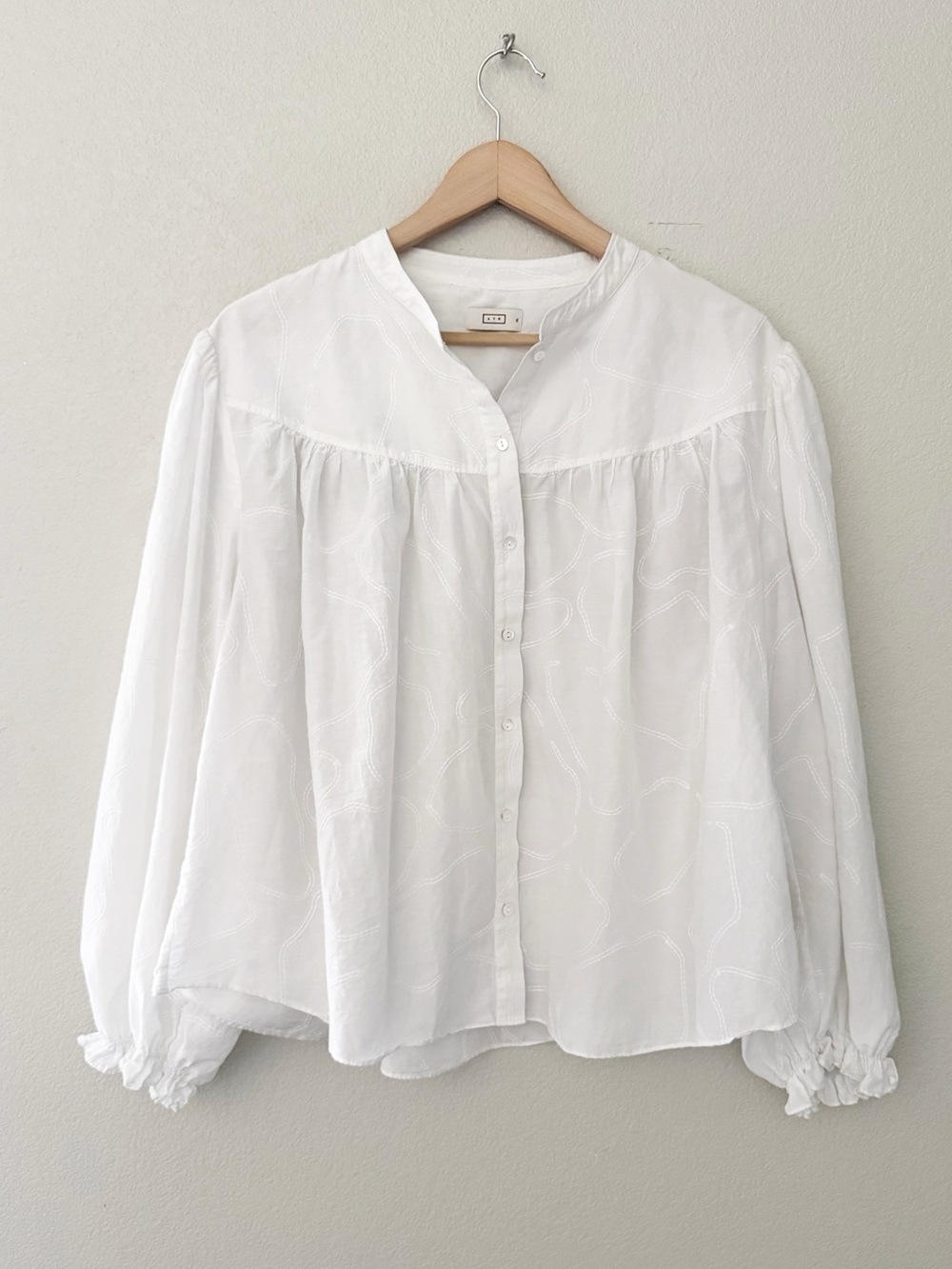 AYR The New Romantic Blouse Top Peasant XL White Boxy Minimalist Cottagecore - Picture 3 of 10